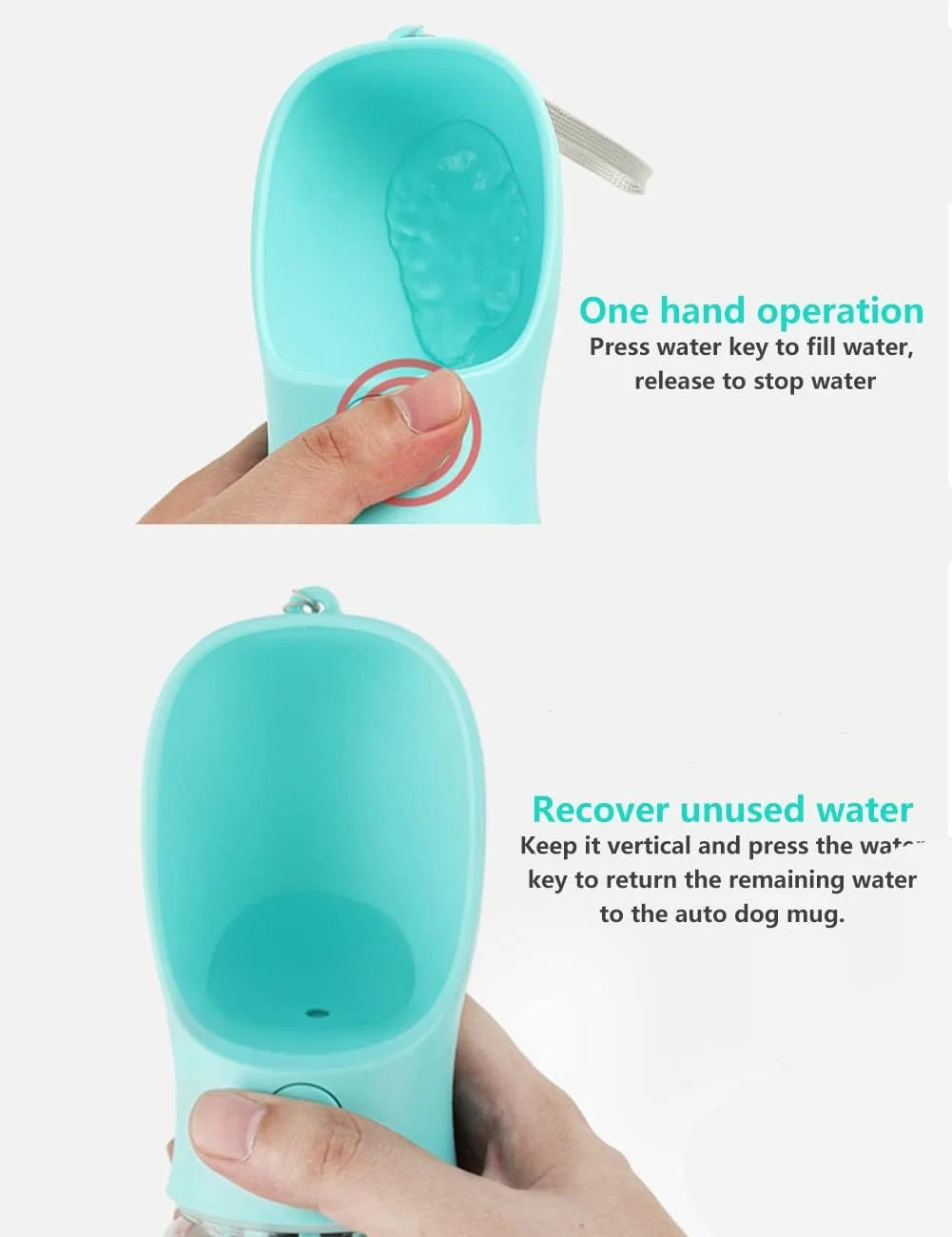 Botella De Agua Para Perros De 10.2 2.7 ", Dispensador De Agua Portátil Para Cachorros a Prueba De Fugas De 19 Oz Con Alimentador Para Mascotas Caminatas Al Aire Libre Caminatas Viajes Plástico De Grado Alimenticio - Rosa