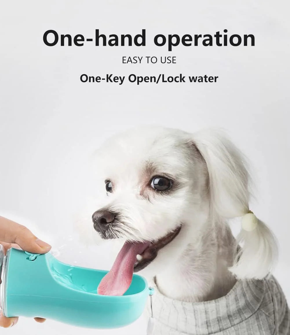 Botella De Agua Para Perros De 10.2 2.7 ", Dispensador De Agua Portátil Para Cachorros a Prueba De Fugas De 19 Oz Con Alimentador Para Mascotas Caminatas Al Aire Libre Caminatas Viajes Plástico De Grado Alimenticio - Rosa