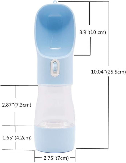 Portable Dog Water Bottle - Leak Proof Dog Water Dispenser with Bowl & Food Container, Dishwasher Safe Food Grade Plastic for Pet Puppy Outdoor Walking Hiking Travel Blue