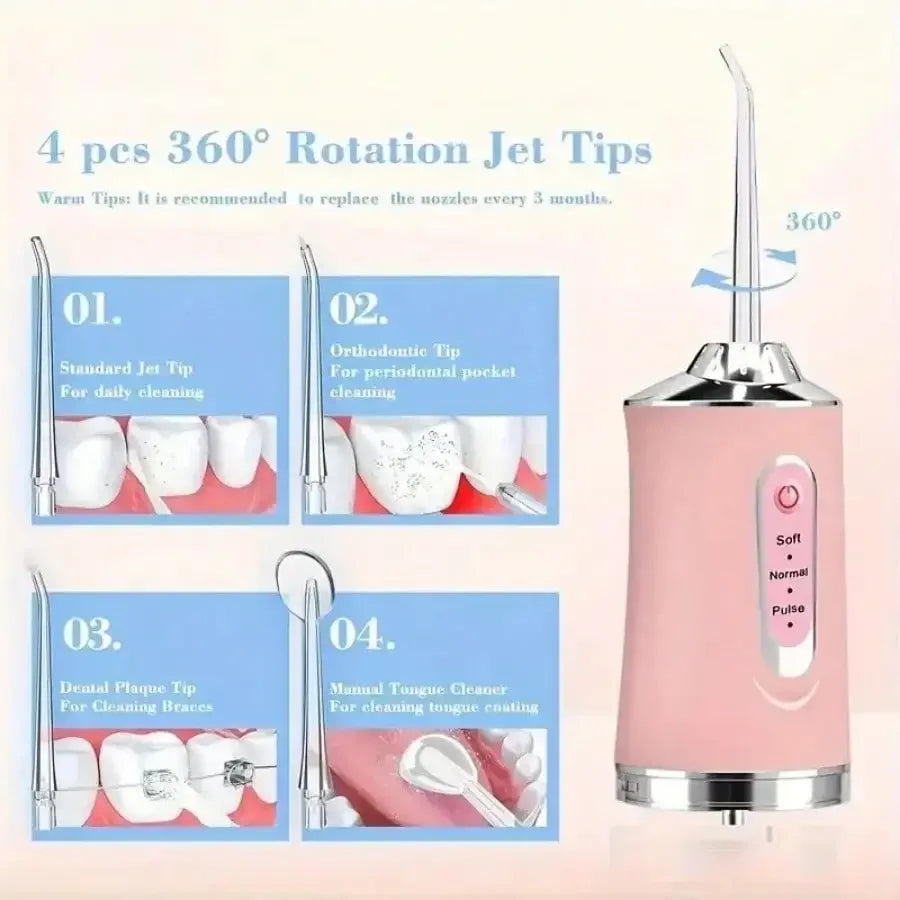 Fil à eau électrique, puce intelligente, contrôle précis de la pression, buse rotative à 360 degrés, dispositif de nettoyage des dents