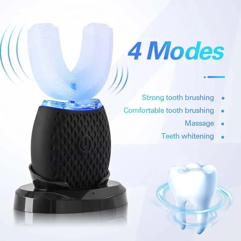 Brosse à dents électrique pour adulte Charge USB automatique Brosse à dents Sonic Wave en forme de U Brosse à dents intelligente rechargeable à 360 degrés