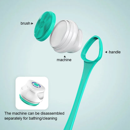 Brosse de bain électrique Nettoyage de douche Brosse de massage du corps Brosse de spa à rotation multifonctionnelle Étanche Long Handle Back Rubbing