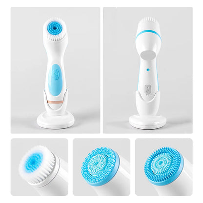 Brosse de nettoyage électrique 3 en 1 Nettoyant pour le visage à ultrasons Masseurs pour le visage Brosse de nettoyage rotative sonique Outil de nettoyage en profondeur pour le visage