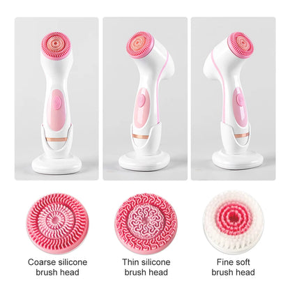 Brosse de nettoyage électrique 3 en 1 Nettoyant pour le visage à ultrasons Masseurs pour le visage Brosse de nettoyage rotative sonique Outil de nettoyage en profondeur pour le visage