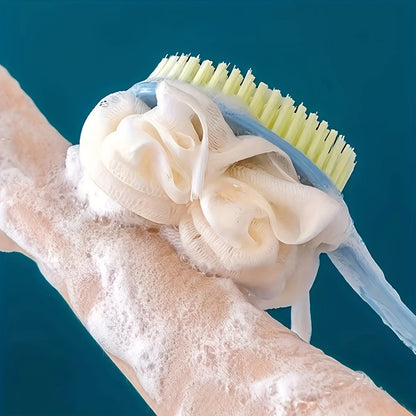 Brosse De Bain Douce À Luffa Et À Poils Pour Femmes Et Hommes - Brosse De Douche Incurvée À Long Manche Pour Le Lavage Du Corps, Du Visage Et Du Spa