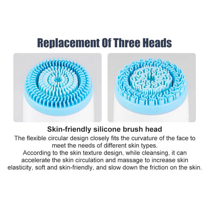 Brosse de nettoyage électrique 3 en 1 Nettoyant pour le visage à ultrasons Masseurs pour le visage Brosse de nettoyage rotative sonique Outil de nettoyage en profondeur pour le visage