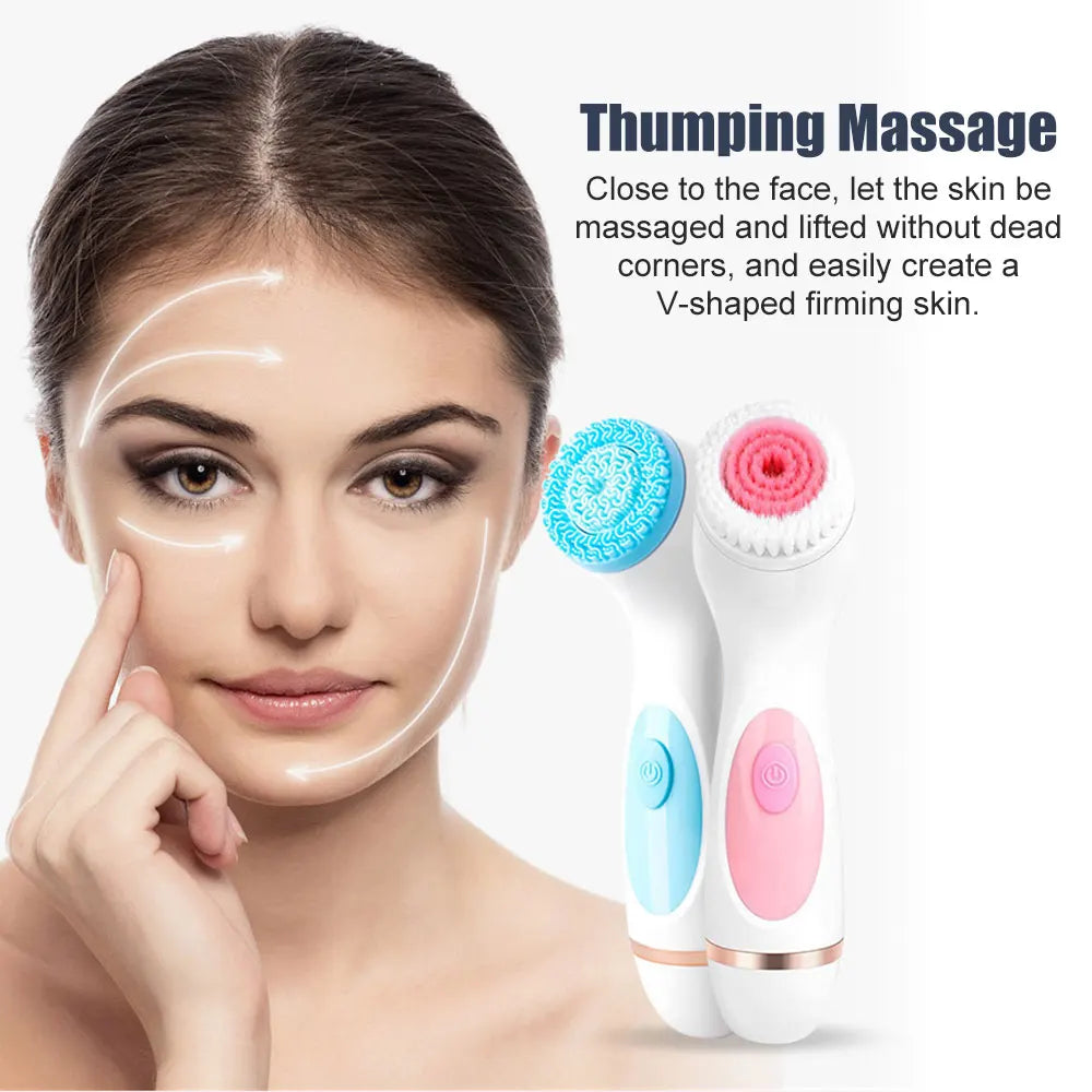 Brosse de nettoyage électrique 3 en 1 Nettoyant pour le visage à ultrasons Masseurs pour le visage Brosse de nettoyage rotative sonique Outil de nettoyage en profondeur pour le visage
