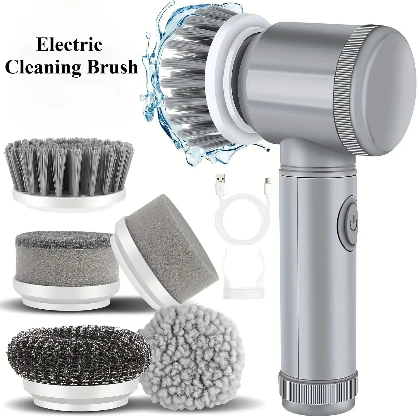 Nouveau récureur à rotation sans fil Têtes de brosse rechargeables électriques 5 en 1 pour salle de bain Carrelage de cuisine coulis Douche Voiture Nettoyage en profondeur