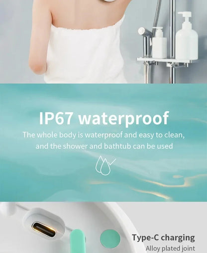 Brosse de bain électrique 5 en 1 IPX7 Épurateur corporel à longue poignée imperméable 3 vitesses Brosse de massage de nettoyage de douche rechargeable à 3 vitesses
