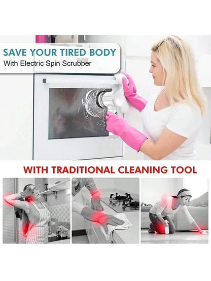 Nouveau récureur à rotation sans fil Têtes de brosse rechargeables électriques 5 en 1 pour salle de bain Carrelage de cuisine coulis Douche Voiture Nettoyage en profondeur