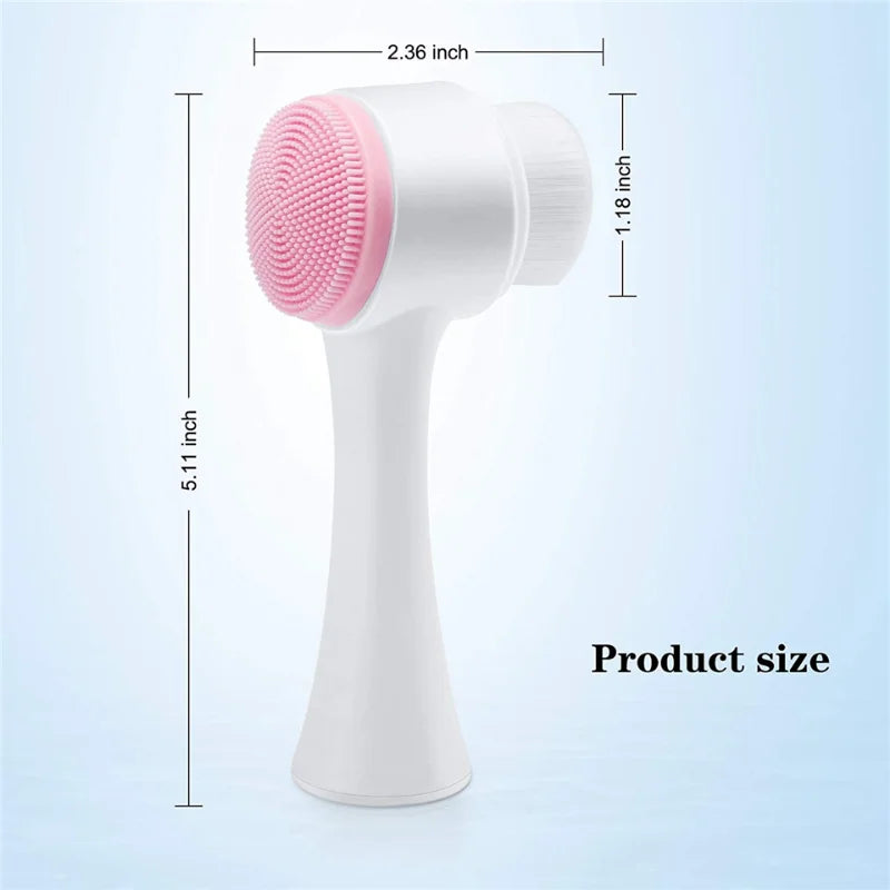 Brosse de nettoyage du visage en silicone double 3D Massage manuel Brosse faciale Exfoliante à poils doux Brosse de lavage du visage double face