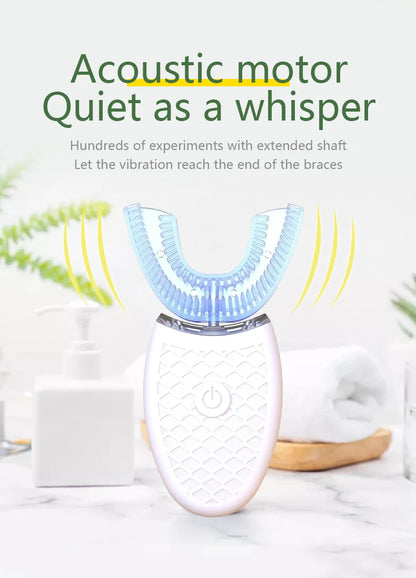 Brosse à dents électrique pour adulte Charge USB automatique Brosse à dents Sonic Wave en forme de U Brosse à dents intelligente rechargeable à 360 degrés