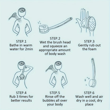 Brosse De Bain Douce À Luffa Et À Poils Pour Femmes Et Hommes - Brosse De Douche Incurvée À Long Manche Pour Le Lavage Du Corps, Du Visage Et Du Spa