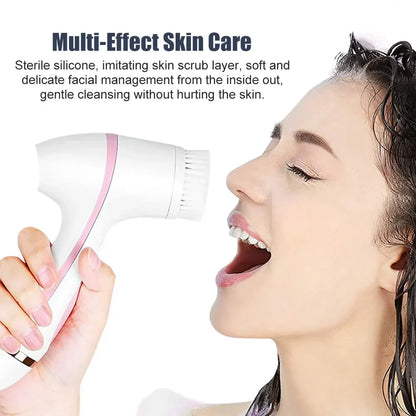 Brosse de nettoyage électrique 3 en 1 Nettoyant pour le visage à ultrasons Masseurs pour le visage Brosse de nettoyage rotative sonique Outil de nettoyage en profondeur pour le visage