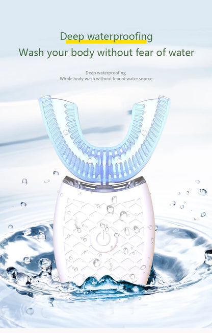 Brosse à dents électrique pour adulte Charge USB automatique Brosse à dents Sonic Wave en forme de U Brosse à dents intelligente rechargeable à 360 degrés