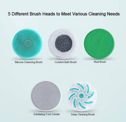 Brosse de bain électrique Nettoyage de douche Brosse de massage du corps Brosse de spa à rotation multifonctionnelle Étanche Long Handle Back Rubbing