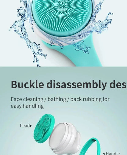 Brosse de bain électrique 5 en 1 IPX7 Épurateur corporel à longue poignée imperméable 3 vitesses Brosse de massage de nettoyage de douche rechargeable à 3 vitesses