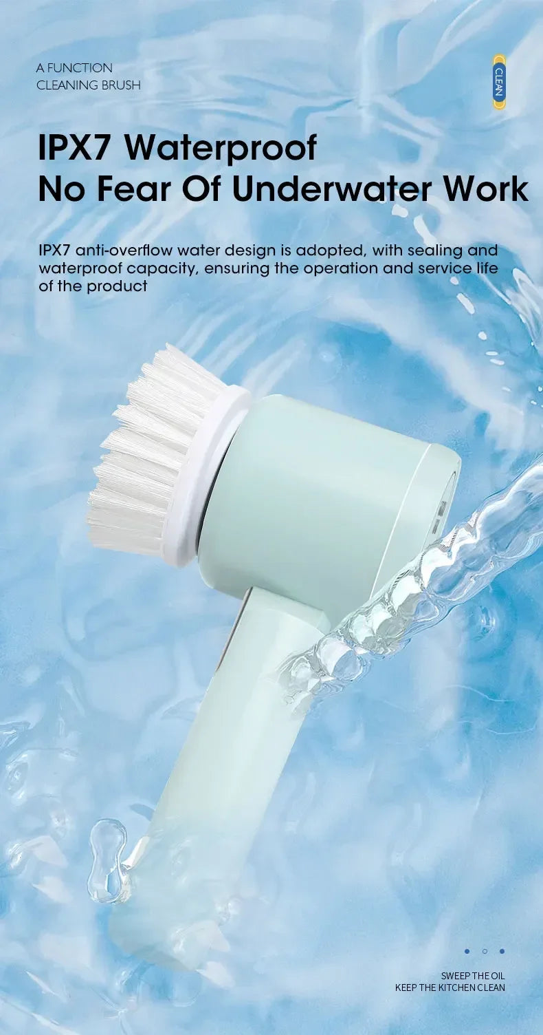 Nouveau récureur à rotation sans fil Têtes de brosse rechargeables électriques 5 en 1 pour salle de bain Carrelage de cuisine coulis Douche Voiture Nettoyage en profondeur