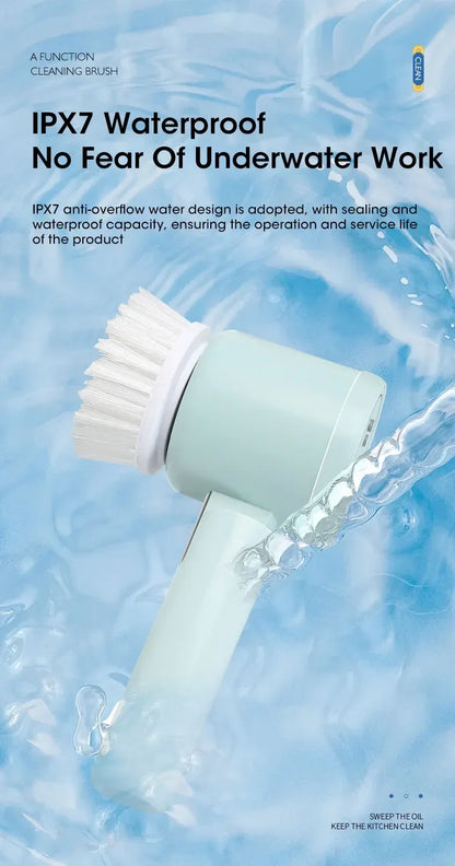 Nouveau récureur à rotation sans fil Têtes de brosse rechargeables électriques 5 en 1 pour salle de bain Carrelage de cuisine coulis Douche Voiture Nettoyage en profondeur