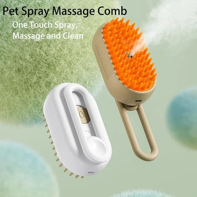 Brosse à vapeur pour chien Spray électrique Brosse à poils de chat 3 en 1 Brosse à vapeur pour chien pour le massage, le toilettage des animaux de compagnie, l'élimination des poils emmêlés et lâches