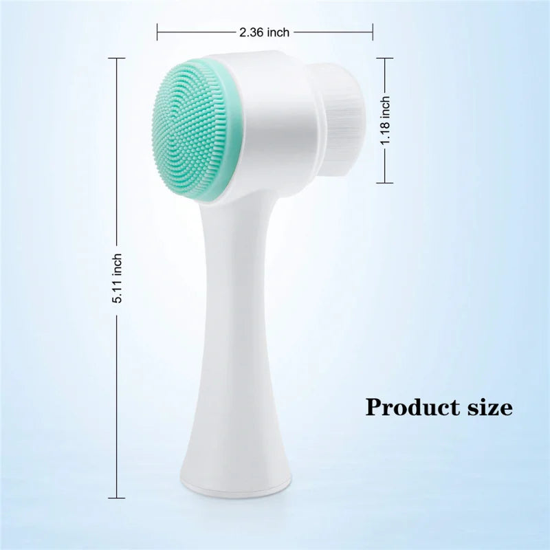 Brosse de nettoyage du visage en silicone double 3D Massage manuel Brosse faciale Exfoliante à poils doux Brosse de lavage du visage double face