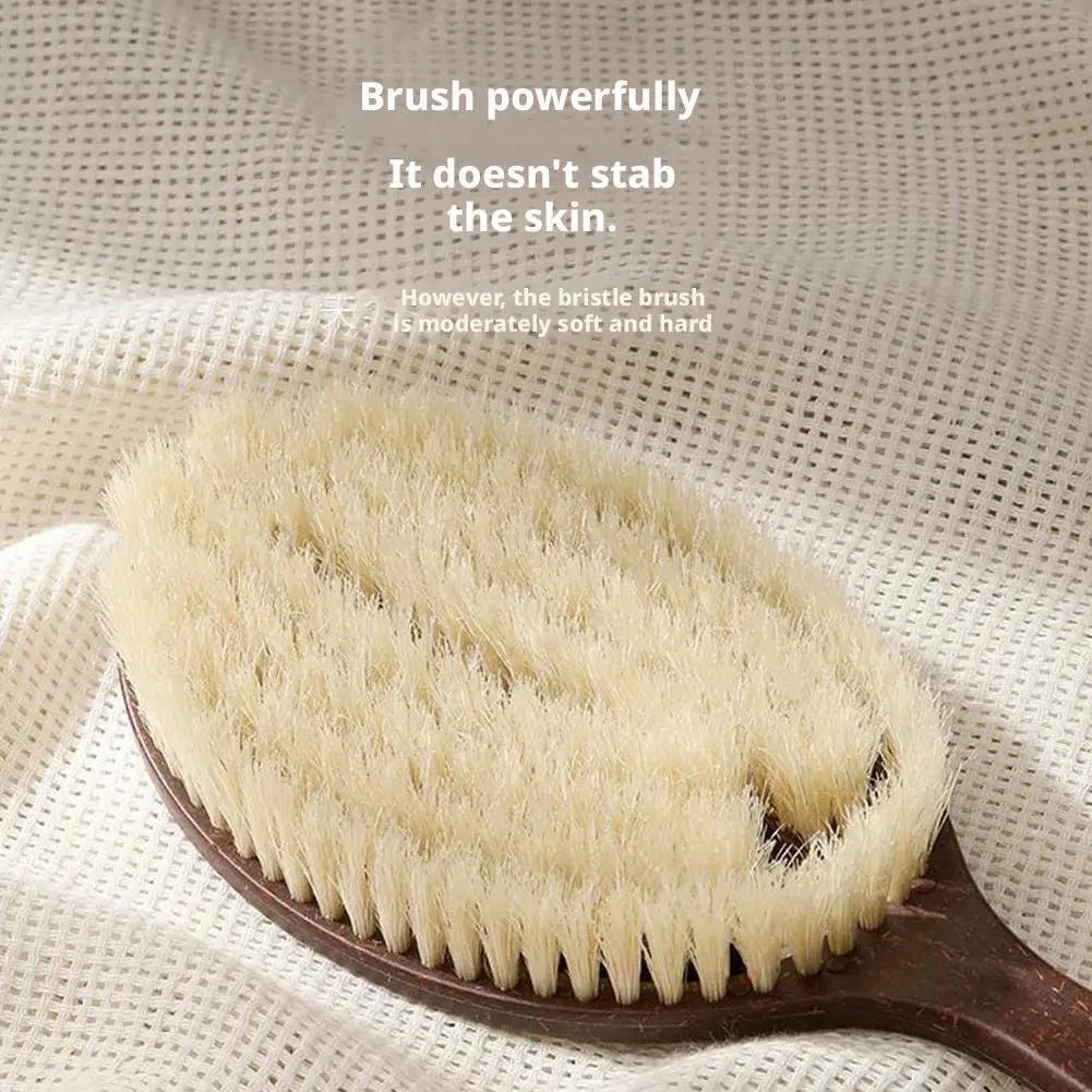 Brosse de bain à poils de noix de coco à poignée de 35 cm de long pour le bain, le nettoyage, le massage, le frottement, le brossage du dos