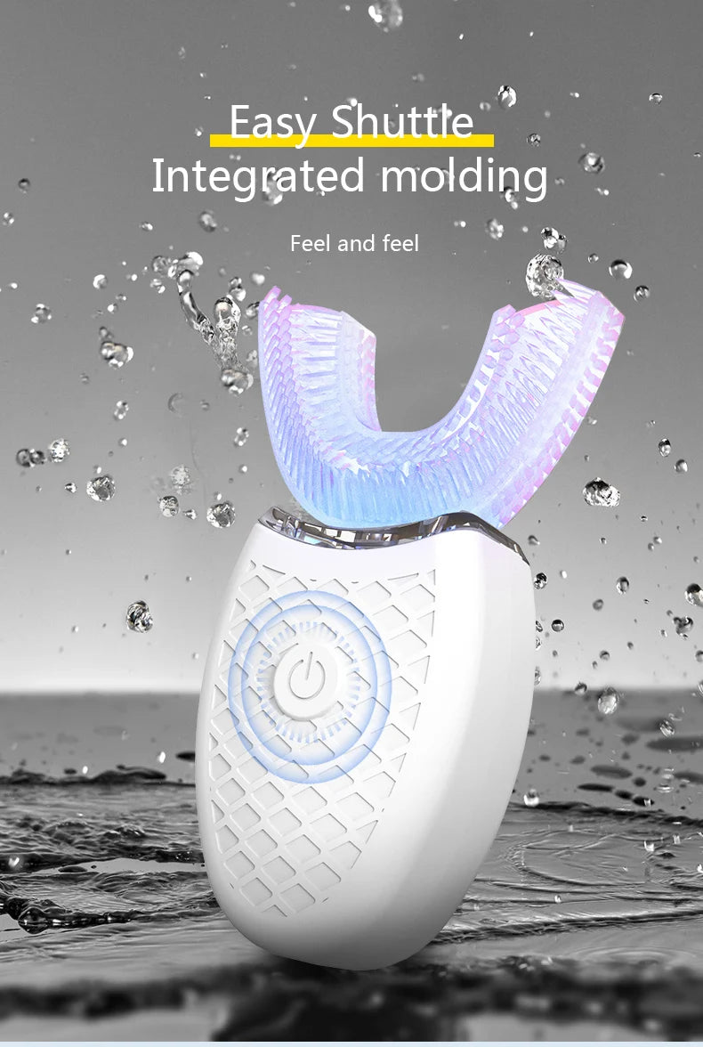 Brosse à dents électrique pour adulte Charge USB automatique Brosse à dents Sonic Wave en forme de U Brosse à dents intelligente rechargeable à 360 degrés