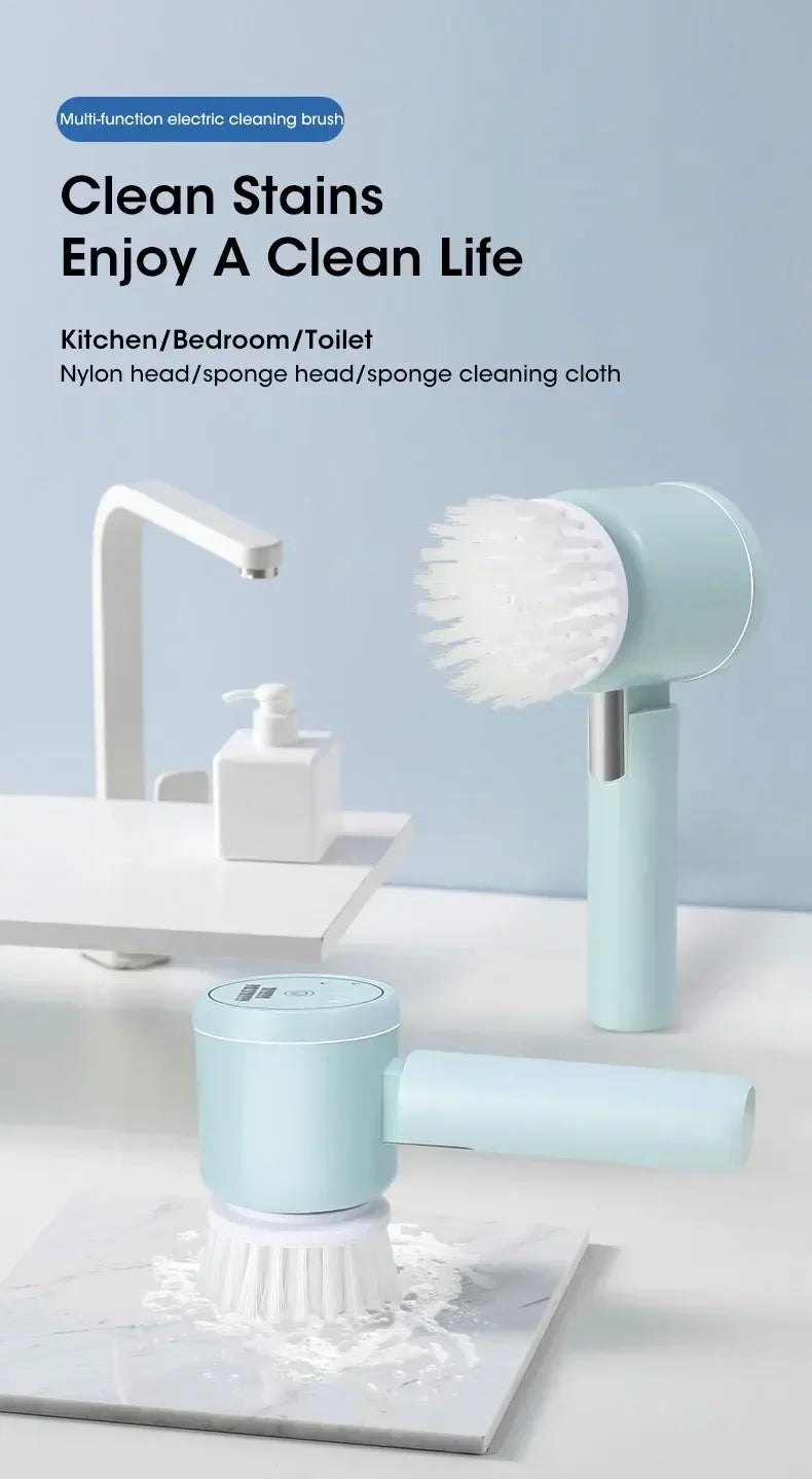 Nouveau récureur à rotation sans fil Têtes de brosse rechargeables électriques 5 en 1 pour salle de bain Carrelage de cuisine coulis Douche Voiture Nettoyage en profondeur