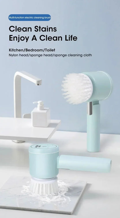 Nouveau récureur à rotation sans fil Têtes de brosse rechargeables électriques 5 en 1 pour salle de bain Carrelage de cuisine coulis Douche Voiture Nettoyage en profondeur