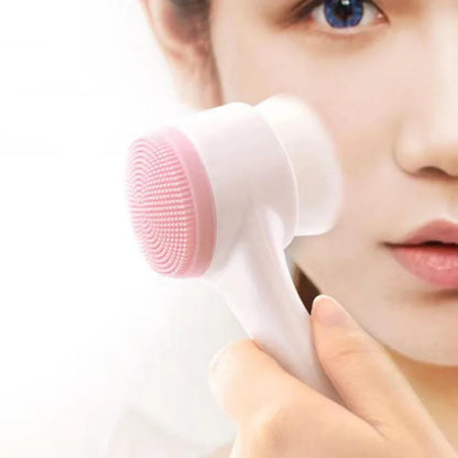 Brosse de nettoyage du visage en silicone double 3D Massage manuel Brosse faciale Exfoliante à poils doux Brosse de lavage du visage double face