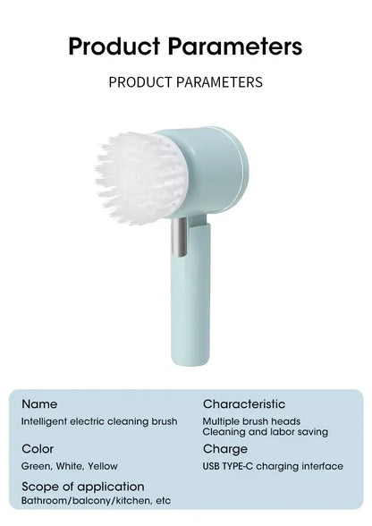 Nouveau récureur à rotation sans fil Têtes de brosse rechargeables électriques 5 en 1 pour salle de bain Carrelage de cuisine coulis Douche Voiture Nettoyage en profondeur