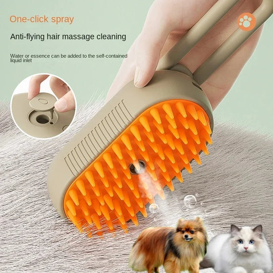 Brosse à vapeur pour chien Spray électrique Brosse à poils de chat 3 en 1 Brosse à vapeur pour chien pour le massage, le toilettage des animaux de compagnie, l'élimination des poils emmêlés et lâches