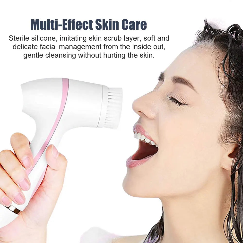Brosse de nettoyage électrique 3 en 1 Nettoyant pour le visage à ultrasons Masseurs pour le visage Brosse de nettoyage rotative sonique Outil de nettoyage en profondeur pour le visage