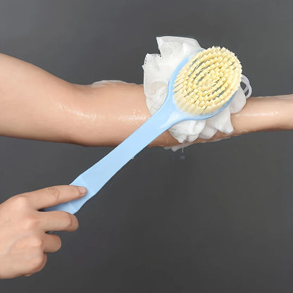 Brosse De Bain Douce À Luffa Et À Poils Pour Femmes Et Hommes - Brosse De Douche Incurvée À Long Manche Pour Le Lavage Du Corps, Du Visage Et Du Spa
