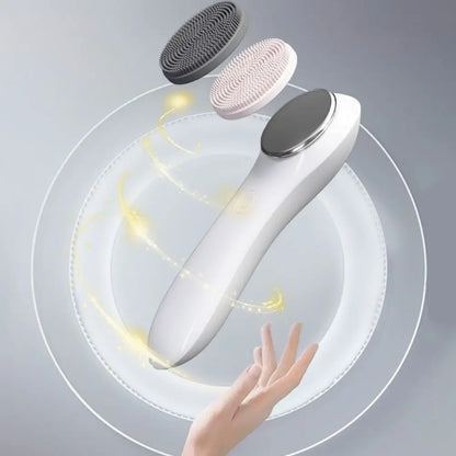 Waterproof Electric Facial Cleansing Brush Silicone Head Vibrating Facial Cleaning Scrubber Deeep Cleaning Wireless