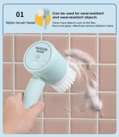 Nouveau récureur à rotation sans fil Têtes de brosse rechargeables électriques 5 en 1 pour salle de bain Carrelage de cuisine coulis Douche Voiture Nettoyage en profondeur