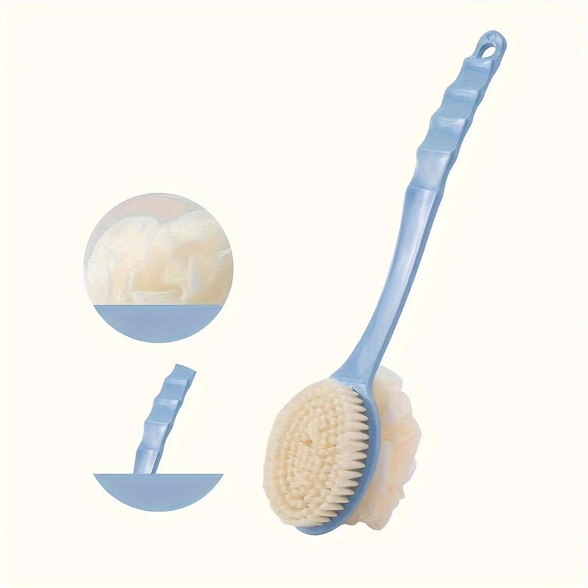 Brosse De Bain Douce À Luffa Et À Poils Pour Femmes Et Hommes - Brosse De Douche Incurvée À Long Manche Pour Le Lavage Du Corps, Du Visage Et Du Spa