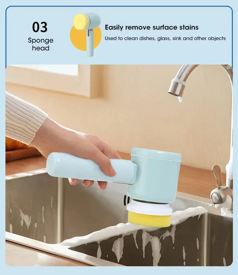 Nouveau récureur à rotation sans fil Têtes de brosse rechargeables électriques 5 en 1 pour salle de bain Carrelage de cuisine coulis Douche Voiture Nettoyage en profondeur