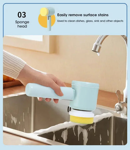 Nouveau récureur à rotation sans fil Têtes de brosse rechargeables électriques 5 en 1 pour salle de bain Carrelage de cuisine coulis Douche Voiture Nettoyage en profondeur