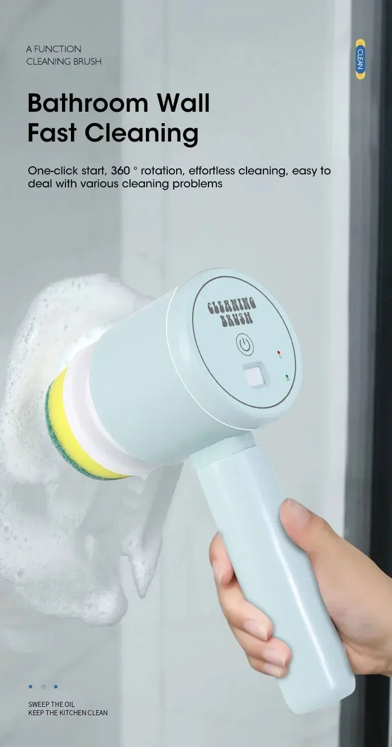Nouveau récureur à rotation sans fil Têtes de brosse rechargeables électriques 5 en 1 pour salle de bain Carrelage de cuisine coulis Douche Voiture Nettoyage en profondeur