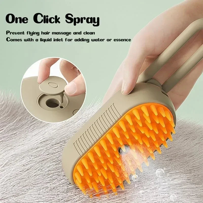 Brosse à vapeur pour chien Spray électrique Brosse à poils de chat 3 en 1 Brosse à vapeur pour chien pour le massage, le toilettage des animaux de compagnie, l'élimination des poils emmêlés et lâches