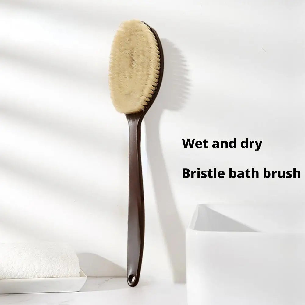 Brosse de bain à poils de noix de coco à poignée de 35 cm de long pour le bain, le nettoyage, le massage, le frottement, le brossage du dos