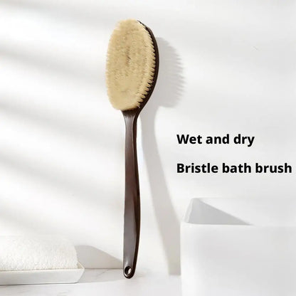Brosse de bain à poils de noix de coco à poignée de 35 cm de long pour le bain, le nettoyage, le massage, le frottement, le brossage du dos