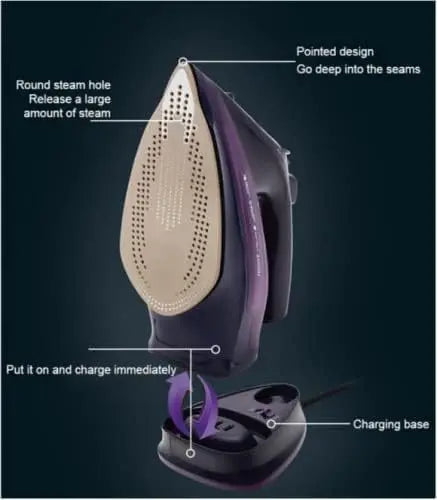 Handheld Electric Iron Cordless Steam Ironing Machine Wired Wireless Optional Travel Iron with Base for Home And Travel Use