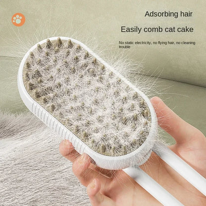 Brosse à vapeur pour chien Spray électrique Brosse à poils de chat 3 en 1 Brosse à vapeur pour chien pour le massage, le toilettage des animaux de compagnie, l'élimination des poils emmêlés et lâches