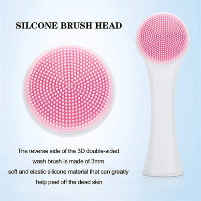 Brosse de nettoyage du visage en silicone double 3D Massage manuel Brosse faciale Exfoliante à poils doux Brosse de lavage du visage double face