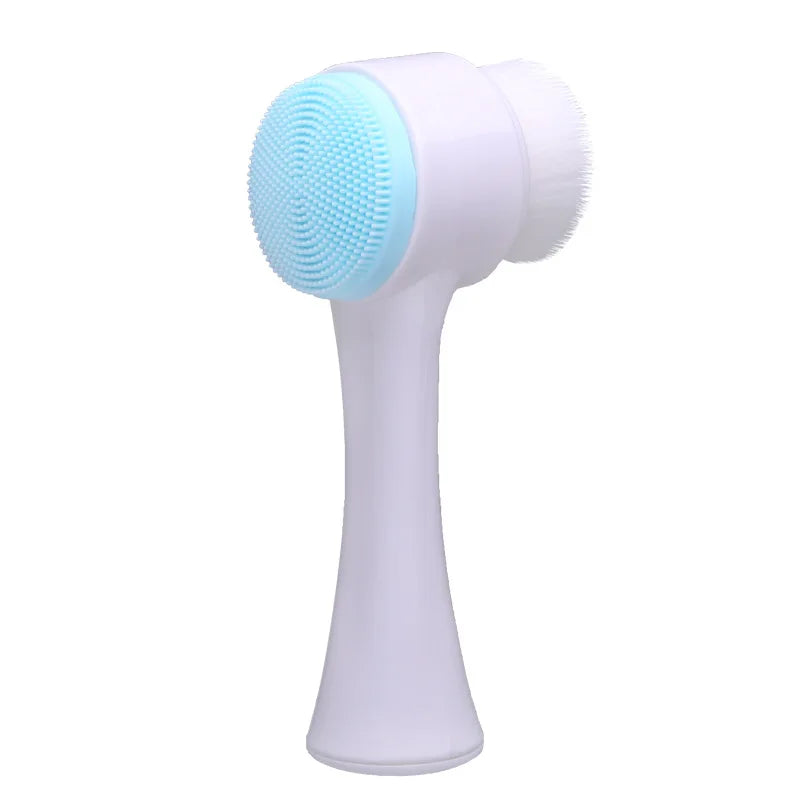 Brosse de nettoyage du visage en silicone double 3D Massage manuel Brosse faciale Exfoliante à poils doux Brosse de lavage du visage double face