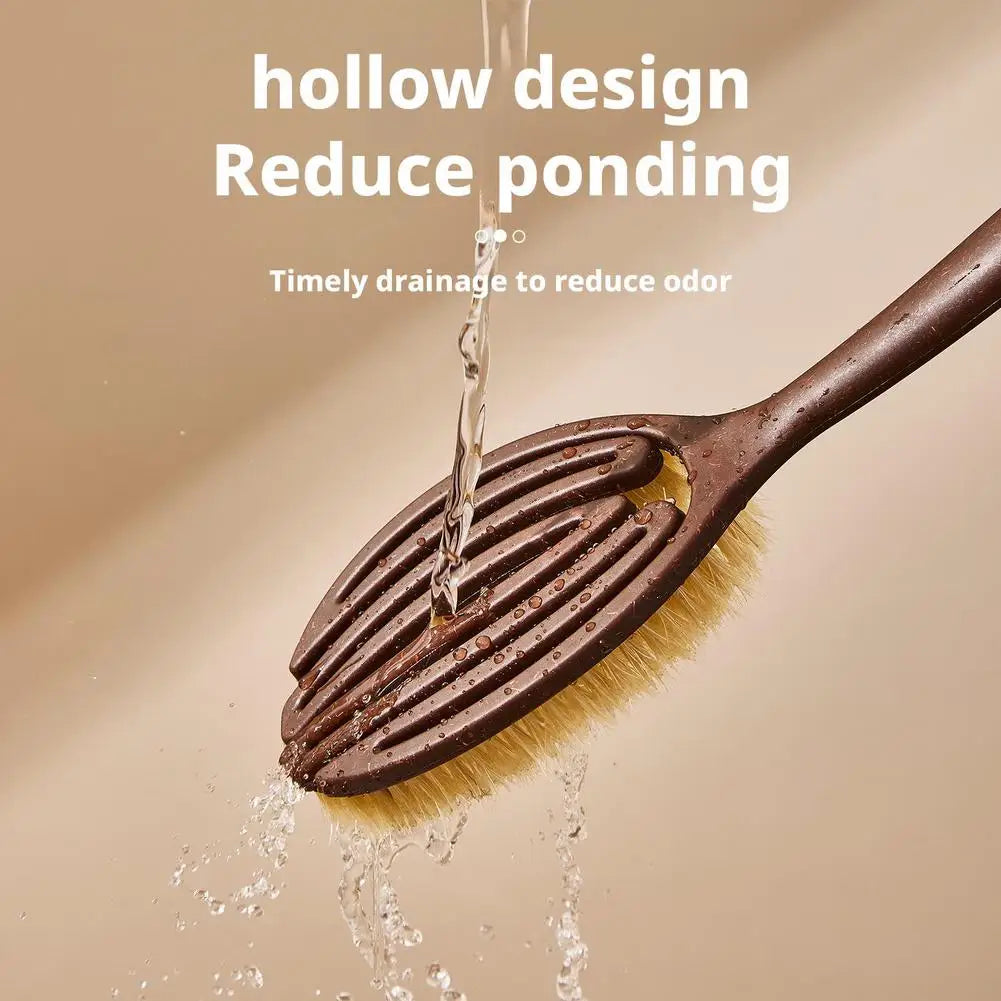 Brosse de bain à poils de noix de coco à poignée de 35 cm de long pour le bain, le nettoyage, le massage, le frottement, le brossage du dos