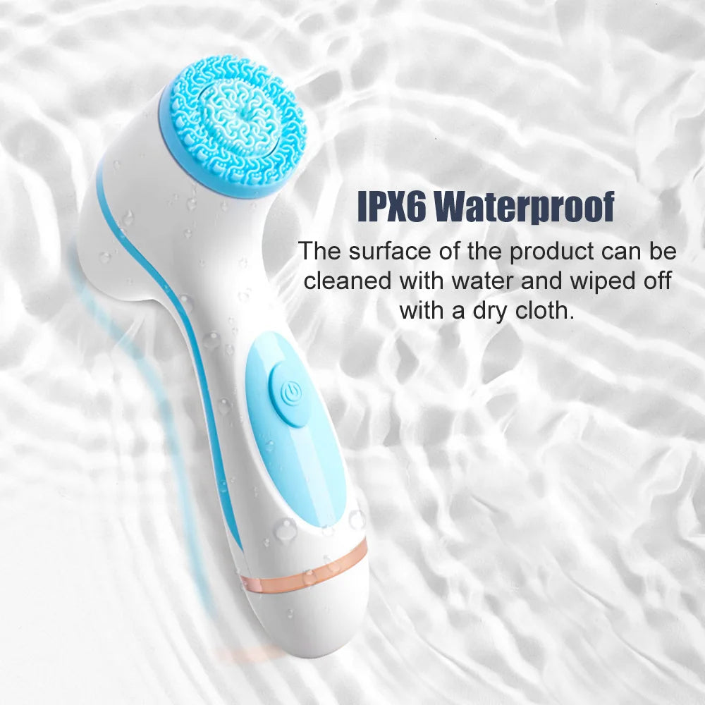 Brosse de nettoyage électrique 3 en 1 Nettoyant pour le visage à ultrasons Masseurs pour le visage Brosse de nettoyage rotative sonique Outil de nettoyage en profondeur pour le visage