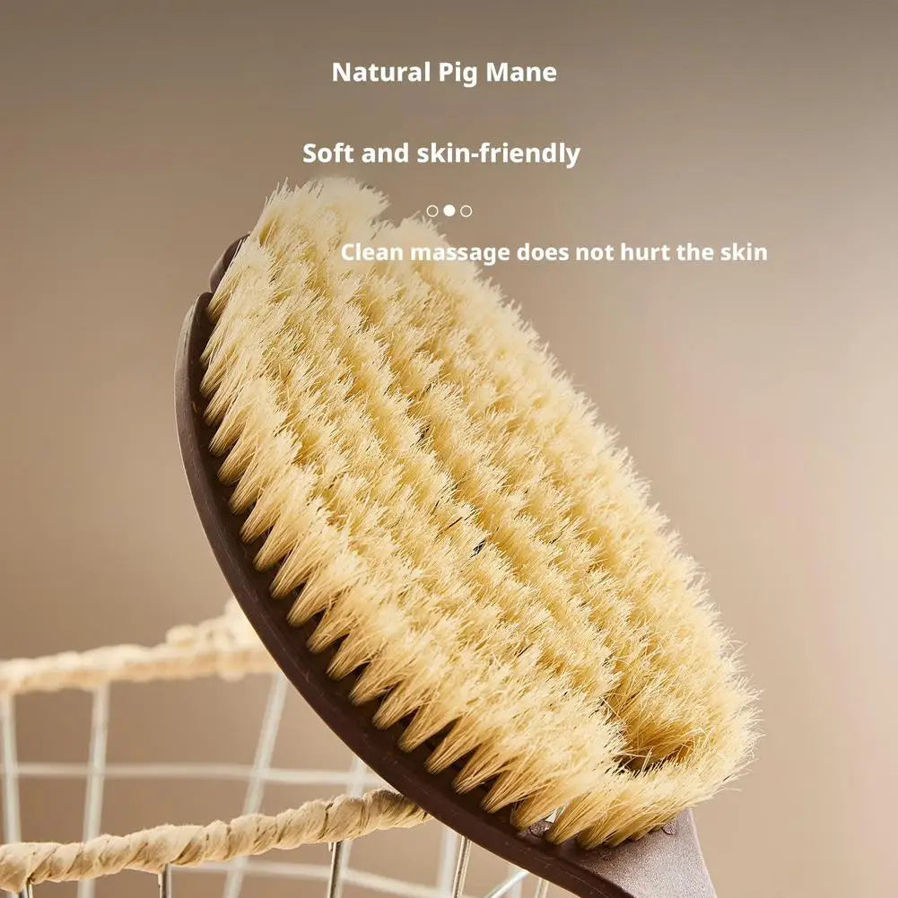 Brosse de bain à poils de noix de coco à poignée de 35 cm de long pour le bain, le nettoyage, le massage, le frottement, le brossage du dos